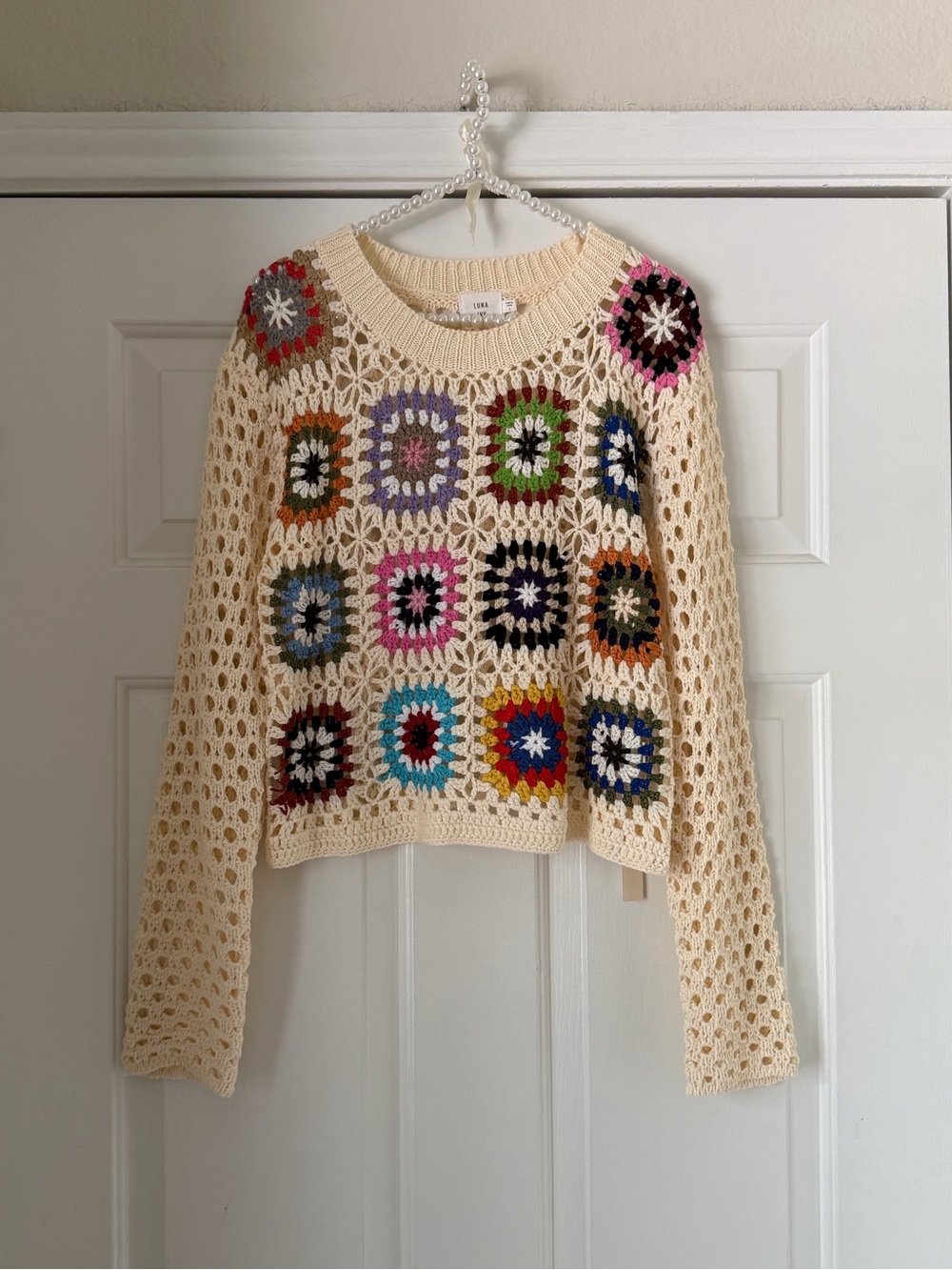 Luna & Ivy Macrame Granny Square Sweater